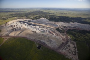 Montana's Constitution requires that all disturbed lands be reclaimed. Aerial view of Rosebud Coal mine.(c) Kestrel Aerial Services, Inc. (c)www.kestrelaerial.com